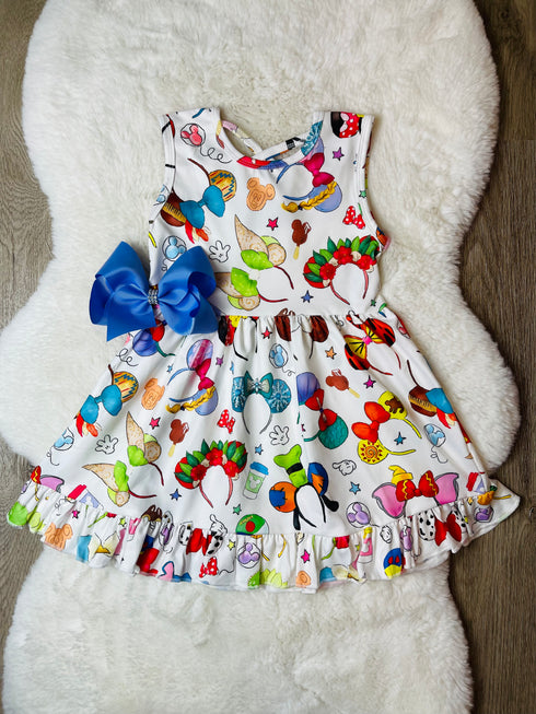Girls Mouse Ears Dress with Matching Bow - Bowtism
